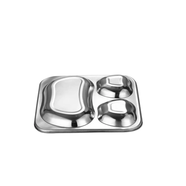 CutTales Stainless Steel 3 Compartment Apple Shaped Plate