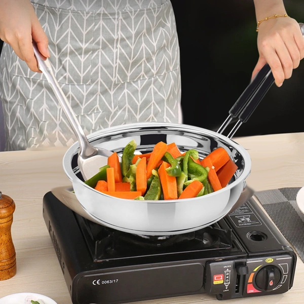 CutTales Premium Stainless Steel Fry Pan (Set of 2)– Non-Stick, Durable & Multi-Purpose Cookware for Everyday Cooking - 