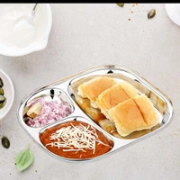 CutTales Pack of 6 Stainless Steel 3 Compartment Dinner Plate Set With BPA Free Steel  - Pack of 6