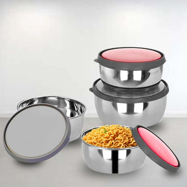 CutTales Premium Stainless Steel Bowl Set of 4 – Durable, Mirror Finish, Multi-Purpose Serving Bowls - Silver, Pack of 4
