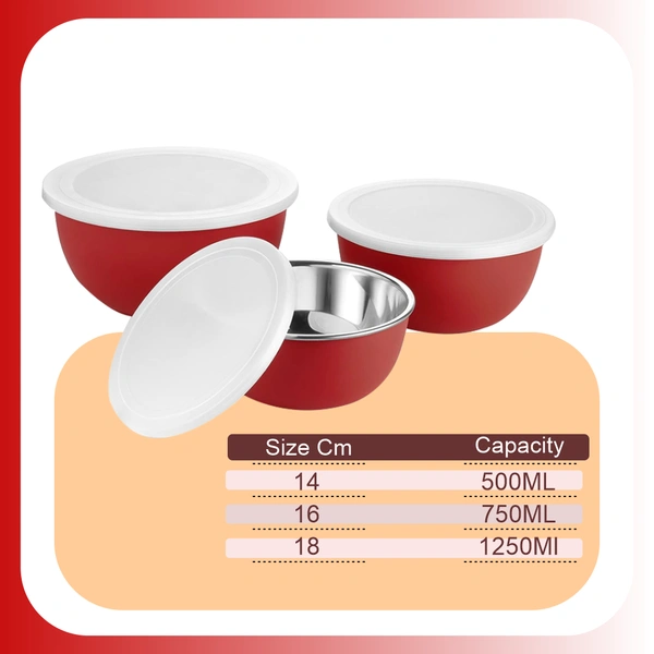 CutTales Premium Stainless Steel Bowl Set Of 3 - Durable, Mirror Finish, Multi-Purpose Serving Bowls-Free Size,Silver,3 - Silver, Pack of 3