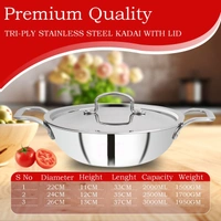 CutTales Pack Of 3, Tri Ply Kadhai Set For Daily Use , Size- 22Cm,24Cm,26Cm - Pack Of 3