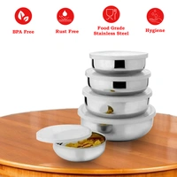 CutTales Premium Stainless Steel Bowl Set of 5 – Durable, Mirror Finish, Multi-Purpose Serving Bowls - Silver, Pack of 5