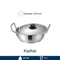 CutTales Sandwich Bottom Stainless Steel Kadhai Set Of 1, Size-15 - Size 15