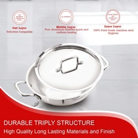 CutTales Pack Of 3, Tri Ply Kadhai Set For Daily Use , Size- 22Cm,24Cm,26Cm - Pack Of 3