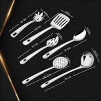 CutTales Premium Stainless Steel Kitchen Tool Set (Ladles) | 6 Pc Ladle, Skimmer, Turner & Serving Spoon | Rust-Free, Durable & Heat-Resistant Utensils for Daily Cooking - Medium, Merlin, 1, 600