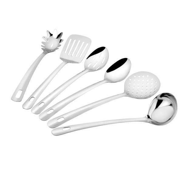 CutTales Premium Stainless Steel Kitchen Tool Set (Ladles) | 6 Pc Ladle, Skimmer, Turner & Serving Spoon | Rust-Free, Durable & Heat-Resistant Utensils for Daily Cooking - Medium, Merlin, 1, 600