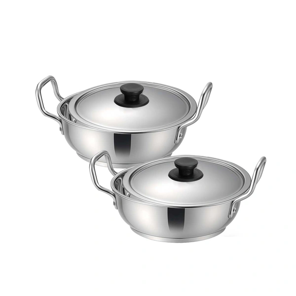 CutTales Sandwich Bottom Stainless Steel Kadhai Set Of 2 - 2