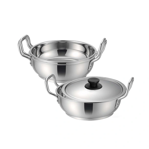 CutTales Sandwich Bottom Stainless Steel Kadhai Set Of 2 - 3