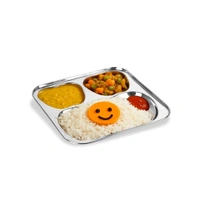 CutTales Stainless Steel 3 Compartment Apple Shaped Plate