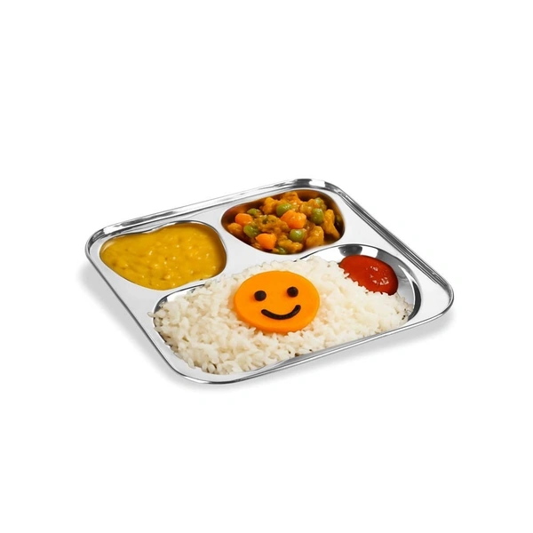 CutTales Stainless Steel 3 Compartment Apple Shaped Plate