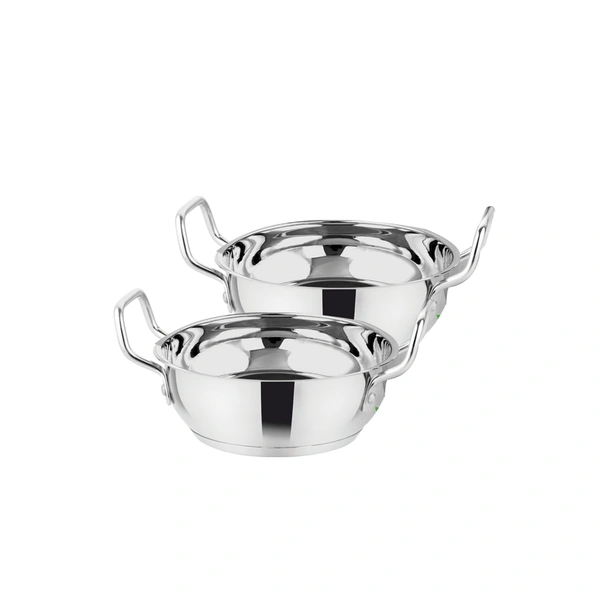 CutTales Sandwich Bottom Stainless Steel Kadhai Set Of 2