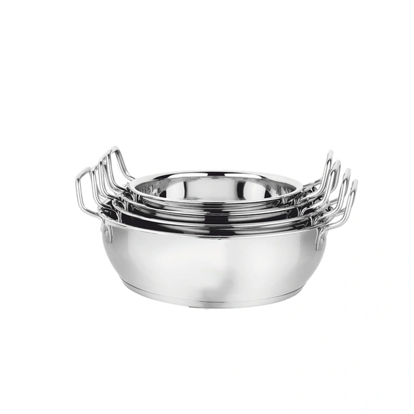 CutTales Sandwich Bottom Stainless Steel Kadhai Set Of 2 - 4