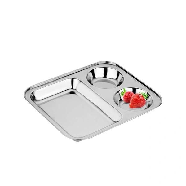 CutTales Stainless Steel 3 Compartment Vatika Plate - 
