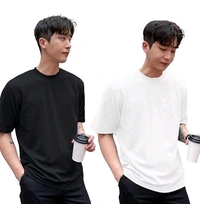 Men's Plain Down shoulder Tshirt Combo (White & Black) - White, XL