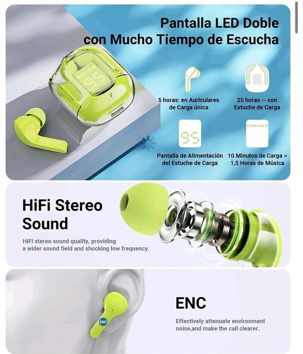 Ultrapods Pro Wireless Bluetooth 5.3 Airbuds - Green