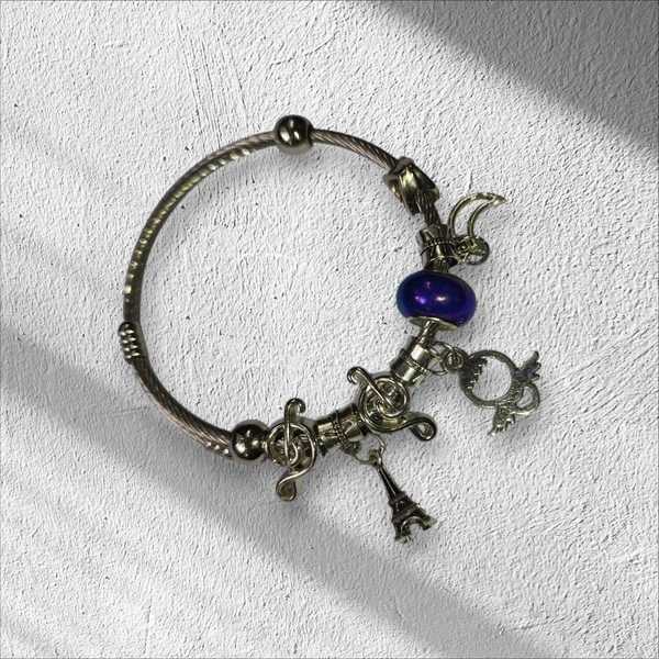 Silver Hand Bracelet with Eiffel Tower for Girls & Women's (1 pc)