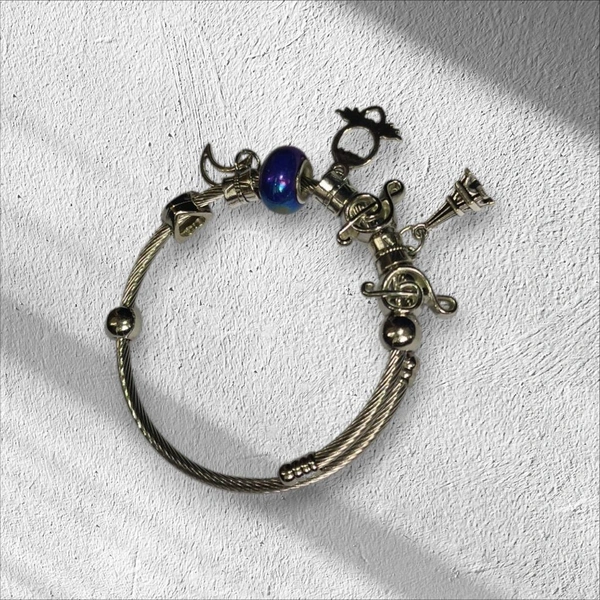 Silver Hand Bracelet with Eiffel Tower for Girls & Women's (1 pc)