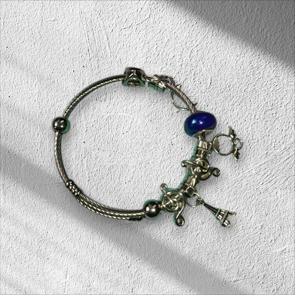 Silver Hand Bracelet with Eiffel Tower for Girls & Women's (1 pc)