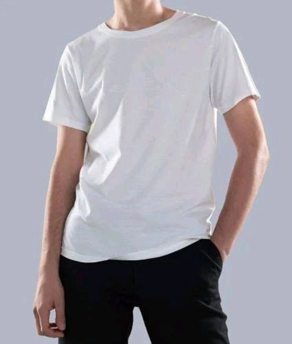 Plain White Polyester Tshirt for Men - L
