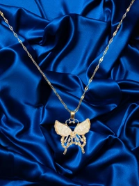 Anti Tarnish Pendant Necklace - Butterfly Enamel Wing - White