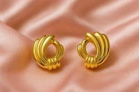 Korean Style Interlocking Hoops - 2.5 cm, Gold