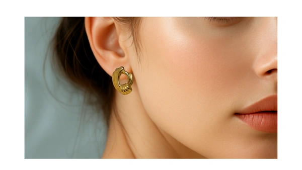 Korean Style Interlocking Hoops - 2.5 cm, Gold