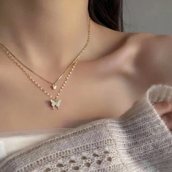Heart In Butterfly Necklace - Mercury