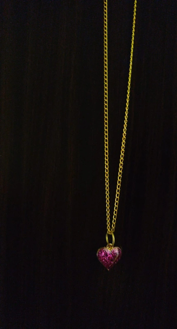 Purple Glitter Heart Necklace  - Violet Eggplant