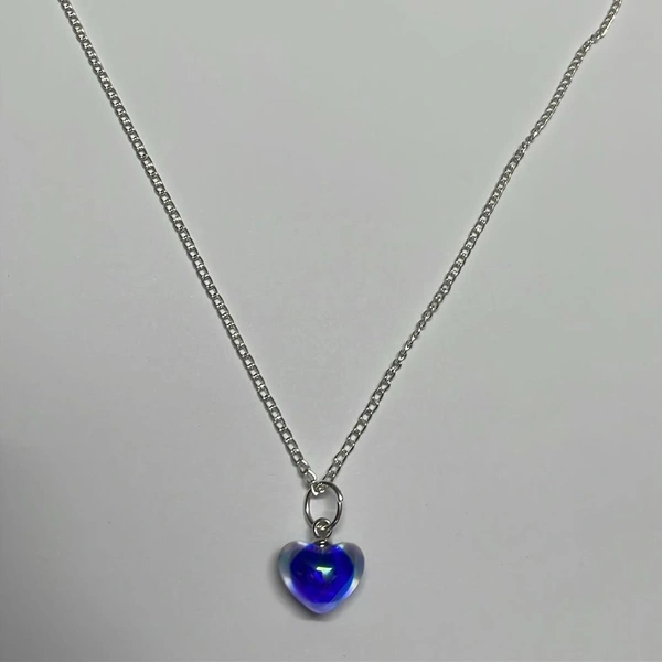 Blue Heart Necklace - Red