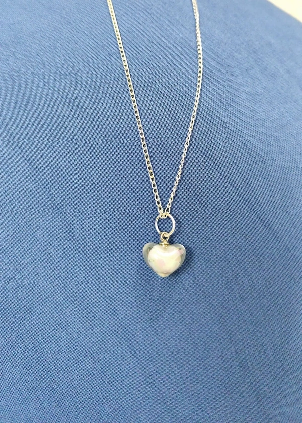White Heart Necklace  - White