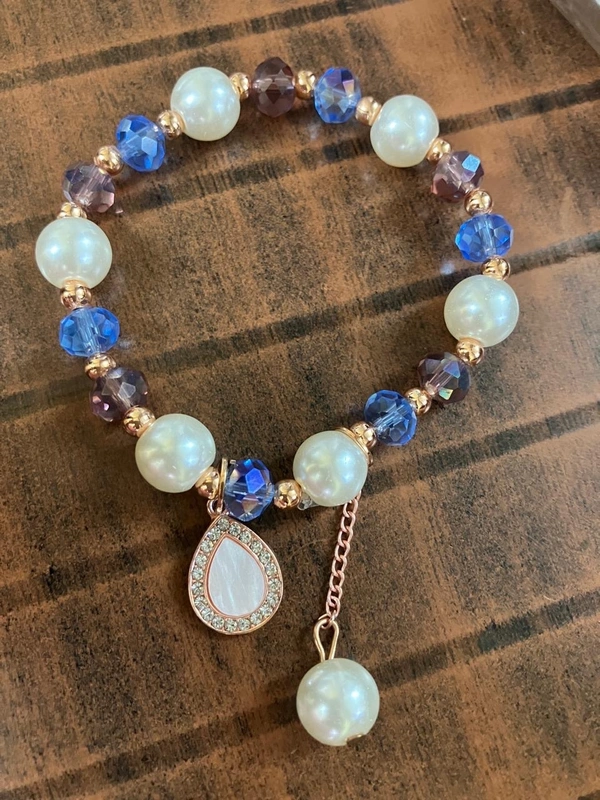 Sparkling Crystal Beads Drop Charm Bracelet 