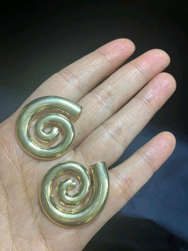 Korean Style Golden Swirl Earrings