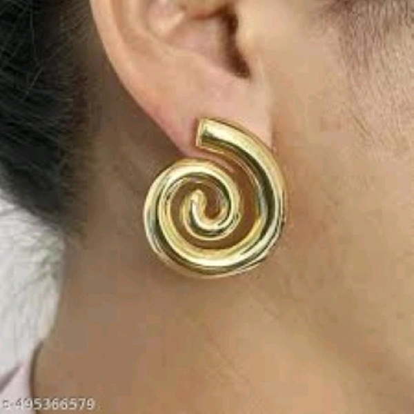 Korean Style Golden Swirl Earrings