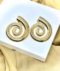 Korean Style Golden Swirl Earrings