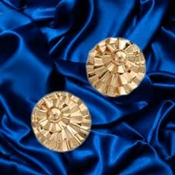 Corrugated Hump Design Gold Tone Stud Earrings