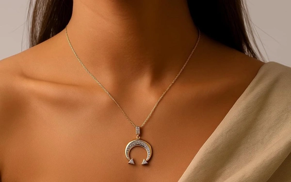 Cute Little Things Anti-Tarnish Crescent Moon Pendant Necklace, Gold Tone with Crystal Accents