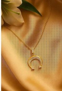 Cute Little Things Anti-Tarnish Crescent Moon Pendant Necklace, Gold Tone with Crystal Accents
