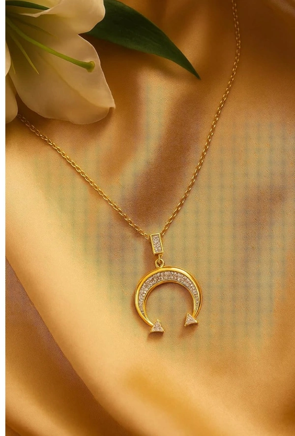 Cute Little Things Anti-Tarnish Crescent Moon Pendant Necklace, Gold Tone with Crystal Accents