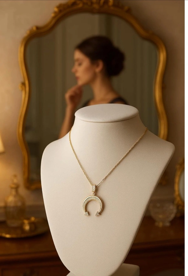 Cute Little Things Anti-Tarnish Crescent Moon Pendant Necklace, Gold Tone with Crystal Accents