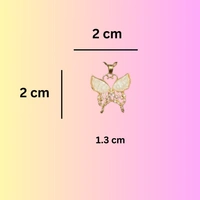 Anti Tarnish Pendant Necklace - Butterfly Enamel Wing - White