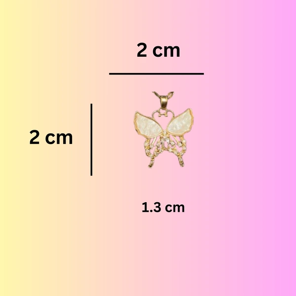 Anti Tarnish Pendant Necklace - Butterfly Enamel Wing - White
