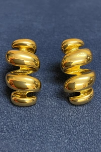 Korean Rarrings - Swirl N Twirl - 3.5 cm, Golden