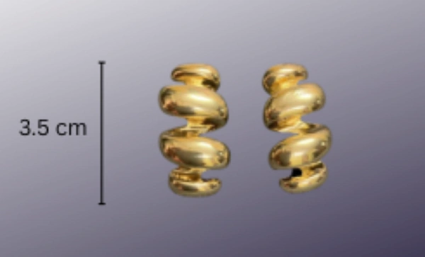 Korean Rarrings - Swirl N Twirl - 3.5 cm, Golden