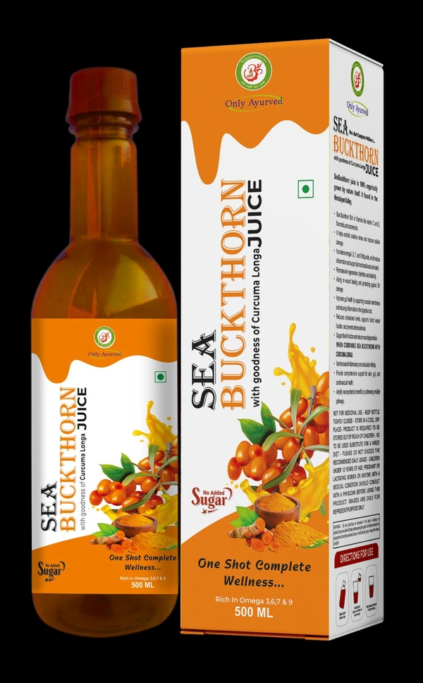 Only Ayurved's Sea Buckthorn Juice With Curcumin and piperine - Natural Yellow