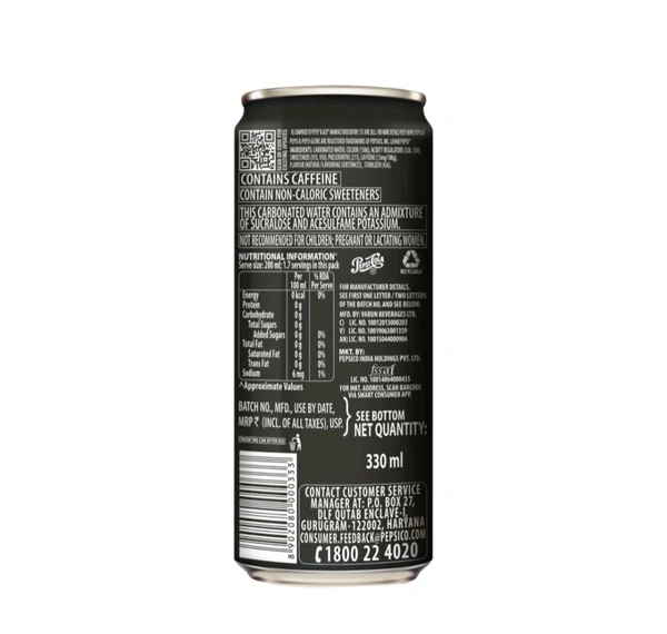 Pepsi Zero Sugar Soft Drink 330ml
