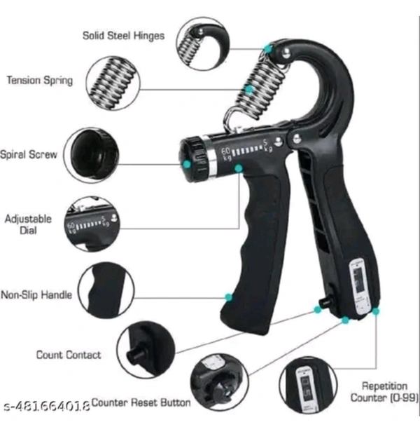 10kg To 60 Kg Gripper For Increase Veiny It Also Increase You Hand Power In Gripper Counting 1 To 100 - Black, 1
