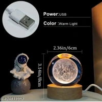 3D Lamp Crystal Ball Night Light Table Lamp Cool And Aesthetics Lamp  - White, 1
