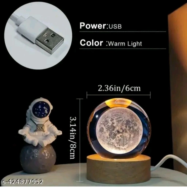 3D Lamp Crystal Ball Night Light Table Lamp Cool And Aesthetics Lamp  - White, 1