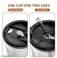 Pack Of One Glass Travel And Chill In House Mug With Straw. High Quality Meterial And Fabric Use For Actheticks Look  - Black, 1